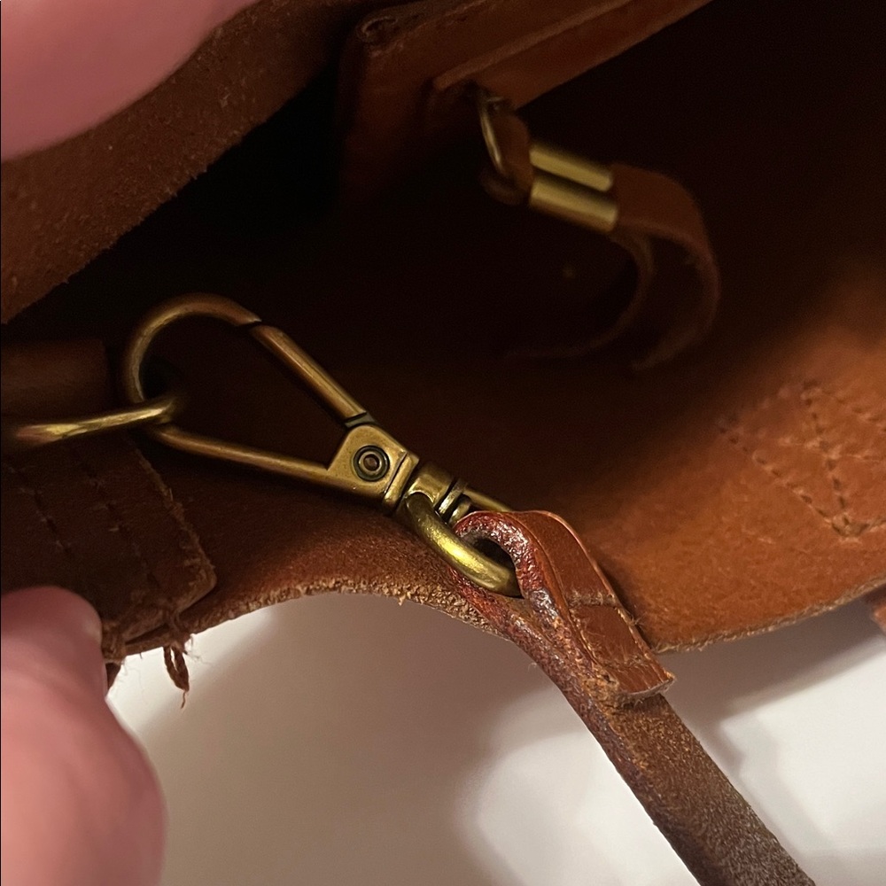 Madewell Medium Transport English Saddle Brown Leather Tote Bag Purse - Picture 11 of 13